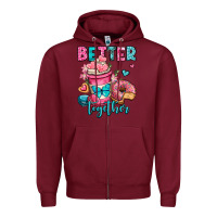 Burgundy better together donut and coffee valentines day Zipper Hoodie - OliviaCreatesArt