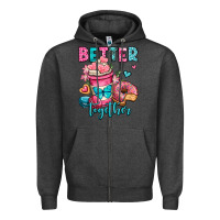 Charcoal Heather better together donut and coffee valentines day Zipper Hoodie - OliviaCreatesArt