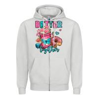 Dove Grey better together donut and coffee valentines day Zipper Hoodie - OliviaCreatesArt