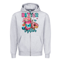 Heather Grey better together donut and coffee valentines day Zipper Hoodie - OliviaCreatesArt