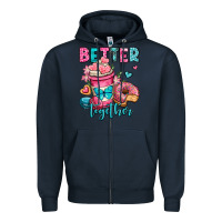 Navy better together donut and coffee valentines day Zipper Hoodie - OliviaCreatesArt