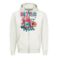 Oatmeal Heather better together donut and coffee valentines day Zipper Hoodie - OliviaCreatesArt