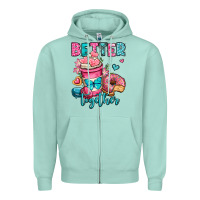 Seafoam better together donut and coffee valentines day Zipper Hoodie - OliviaCreatesArt