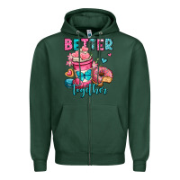Sports Green better together donut and coffee valentines day Zipper Hoodie - OliviaCreatesArt