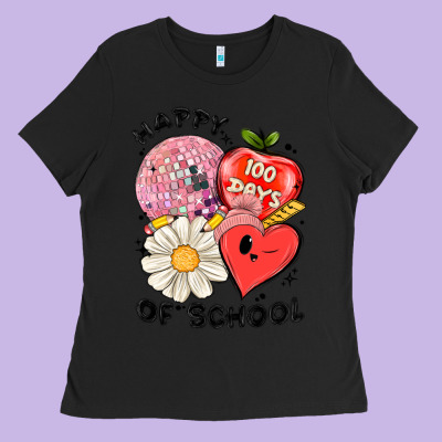 Happy 100 Days Of School Ladies Tee Designed By Maliassmallbusiness