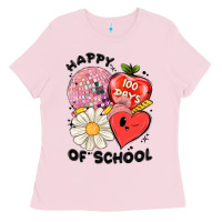 Bubblegum Pink happy 100 days of school Ladies Tee - MaliasSmallBusiness