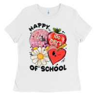 White happy 100 days of school Ladies Tee - MaliasSmallBusiness