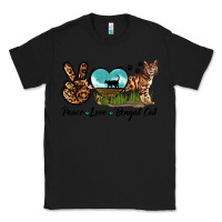 Black Peace Love Bengal Cat Classic Tee - LillyAllenDesigns