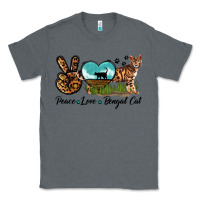 Charcoal Heather Peace Love Bengal Cat Classic Tee - LillyAllenDesigns