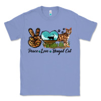 Colony Blue Peace Love Bengal Cat Classic Tee - LillyAllenDesigns