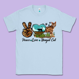 Peace Love Bengal Cat Classic Tee Designed By Lillyallendesigns