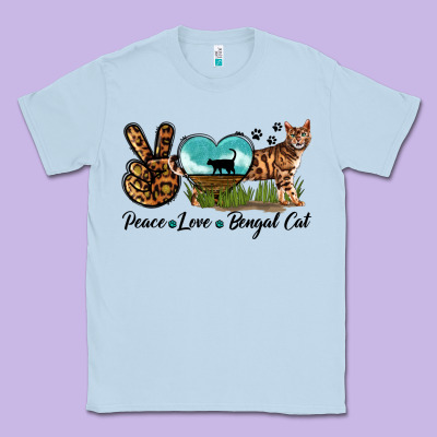 Peace Love Bengal Cat Classic Tee Designed By Lillyallendesigns