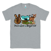 Heather Grey Peace Love Bengal Cat Classic Tee - LillyAllenDesigns
