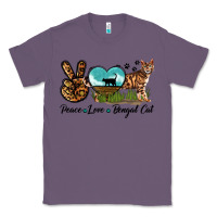 Lavender Peace Love Bengal Cat Classic Tee - LillyAllenDesigns