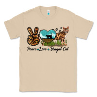 Mushroom Peace Love Bengal Cat Classic Tee - LillyAllenDesigns