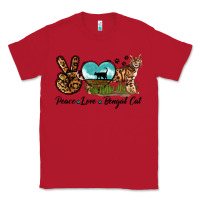 Red Peace Love Bengal Cat Classic Tee - LillyAllenDesigns