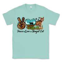 Seafoam Peace Love Bengal Cat Classic Tee - LillyAllenDesigns