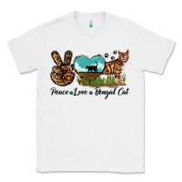 White Peace Love Bengal Cat Classic Tee - LillyAllenDesigns