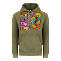 Vintage Olive life is better in flip flops Vintage Hoodie - Jasminsmagicworld