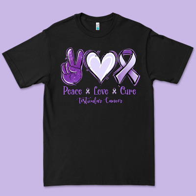 Peace Love Cure Testicular Cancer Premium Tee Designed By Nancycooperartshop