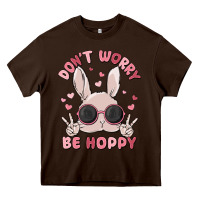 Chocolate Brown don't worry be hoppy Heavy Core Tee - MaliasSmallBusiness