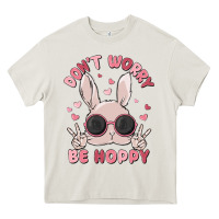 Cream don't worry be hoppy Heavy Core Tee - MaliasSmallBusiness