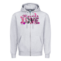Heather Grey All you need is love Valentine's Day Zipper Hoodie - FaDigitalArtStudio