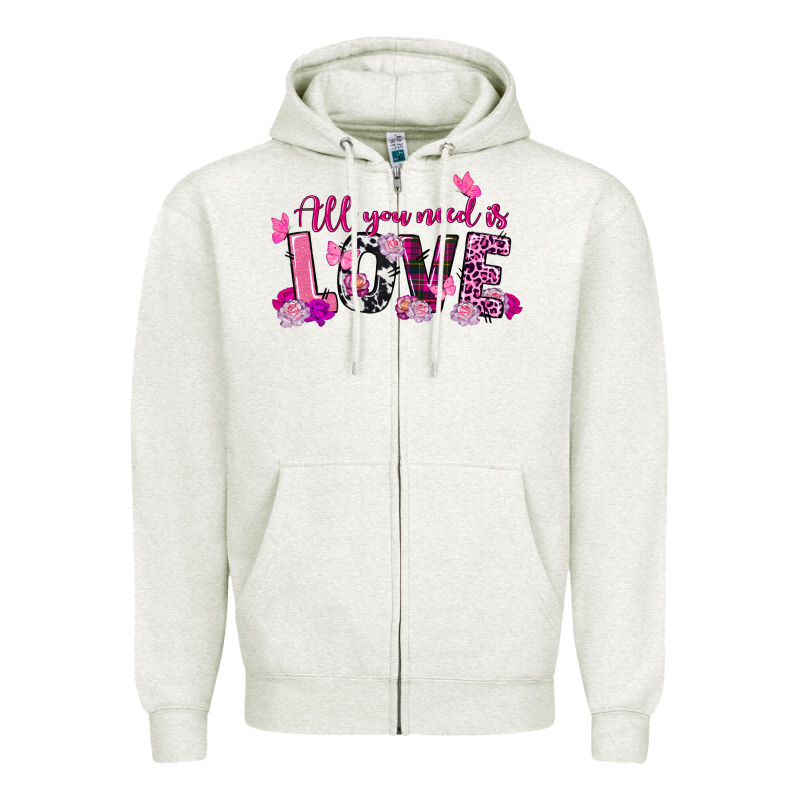All You Need Is Love Valentine's Day Zipper Hoodie by FaDigitalArtStudio | Teevron