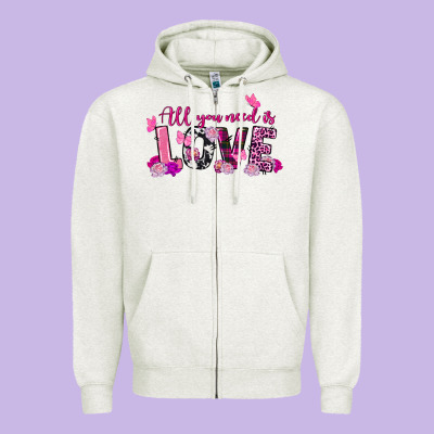 All You Need Is Love Valentine's Day Zipper Hoodie Designed By Fadigitalartstudio
