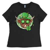 Black st. patrick's day heifer Ladies Tee - MaliasSmallBusiness