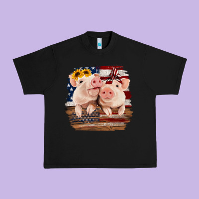 Cute Couple American Pigs Urban Heavy Tee Designed By Bettercallsaul