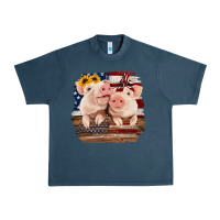 Midnight Navy Cute Couple American Pigs Urban Heavy Tee - Bettercallsaul