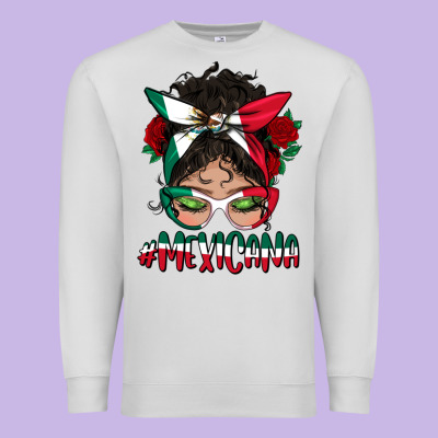Mexicana Messy Bun Mama Premium Sweatshirt Designed By Bundleandbundleshop