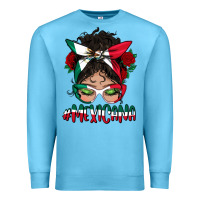 Ocean Blue mexicana messy bun mama Premium Sweatshirt - BundleAndBundleShop