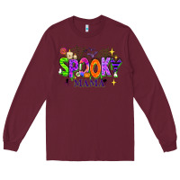 Burgundy Halloween Spooky Mama Long Sleeve Tee - texasbilliewilder
