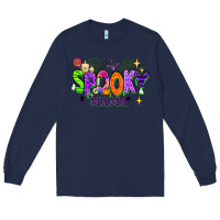 Navy Halloween Spooky Mama Long Sleeve Tee - texasbilliewilder