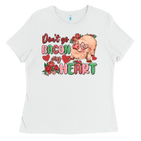 White don't go bacon my heart Ladies Tee - MaliasSmallBusiness