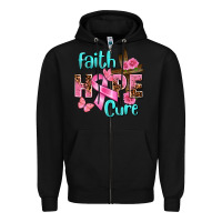 Black Faith hope cure Breast Cancer Zipper Hoodie - FaDigitalArtStudio