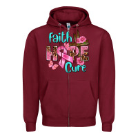 Burgundy Faith hope cure Breast Cancer Zipper Hoodie - FaDigitalArtStudio