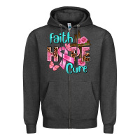 Charcoal Heather Faith hope cure Breast Cancer Zipper Hoodie - FaDigitalArtStudio