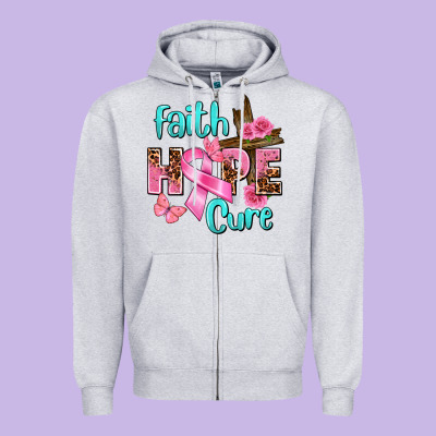 Faith Hope Cure Breast Cancer Zipper Hoodie Designed By Fadigitalartstudio