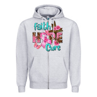 Heather Grey Faith hope cure Breast Cancer Zipper Hoodie - FaDigitalArtStudio