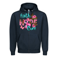 Navy Faith hope cure Breast Cancer Zipper Hoodie - FaDigitalArtStudio