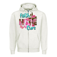 Oatmeal Heather Faith hope cure Breast Cancer Zipper Hoodie - FaDigitalArtStudio