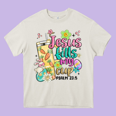 Easter Jesus Fills My Cup Heavy Core Tee Designed By Maliassmallbusiness