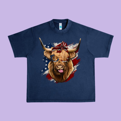 American Highland Cow Urban Heavy Tee Designed By Bettercallsaul