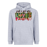 Heather Grey Just A Girl Who Loves Christmas Heavyweight Hoodie - FaDigitalArtStudio