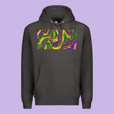 Mardi Gras Colors With Leopard Premium Hoodie Designed By Ranaportraitstore