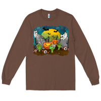 Chestnut Cemetery with Ghost Cats Long Sleeve Tee - texasbilliewilder