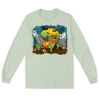 Matcha Cemetery with Ghost Cats Long Sleeve Tee - texasbilliewilder